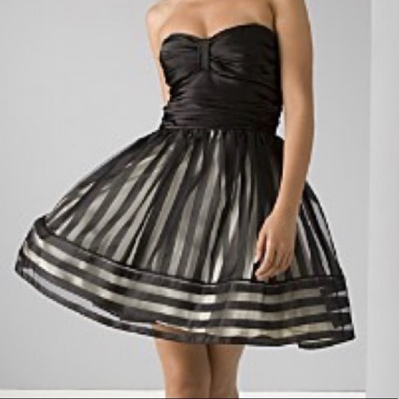 Betsey Johnson black burnout striped strapless cocktail dress retro size 2 - Picture 2 of 5